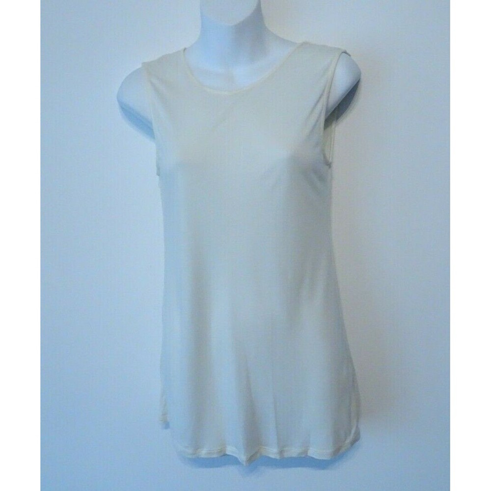 HAUTE HIPPIE Sleeveless Drape Jersey Tee Shirt Sz XS NWT 295 Cream IRRG